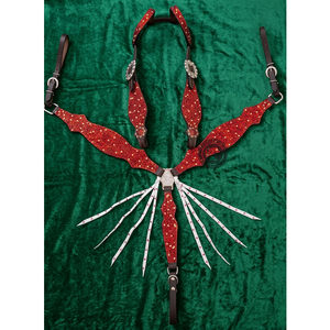 Conjunto de Brida y Pechopetral para Caballo Estilo Western, Hecho de Cuero de Grano Completo con Hermosos Detalles Bordados a Mano para Exhibición - Product Image 5