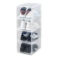 Tasarlanmış özel Sneaker kutusu mıknatıslar damla ön şeffaf akrilik ayakkabı saklama kutusu akrilik ayakkabı konteyner şeffaf ayakkabı çantası