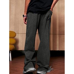 FOXA Pantalon de jogging pour homme en coton délavé à l'acide avec cordon de serrage, style Hip Hop Streetwear, respirant, coupe ample - Product Image 3