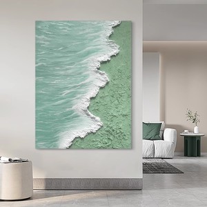 Hand Painted Abstract Wave Texture Oil Painting Rectangle 3D Visual Effect Modern Minimalist Wall Art - Product Image 3