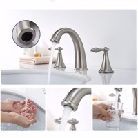 Robinet de lavabo en laiton massif à trois trous, design moderne, cartouche en céramique largement répandue, décoration de salle de bain, salon, chambre à coucher