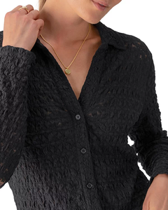 <span class=keywords><strong>Blusa</strong></span> de Punto Texturizado <span class=keywords><strong>Negra</strong></span> para Mujer, Superventas 2026, Nueva Camisa con <span class=keywords><strong>Cuello</strong></span> Camisero, <span class=keywords><strong>Manga</strong></span> Larga y Botones para Oficina y Uso Casual - Product Image 4