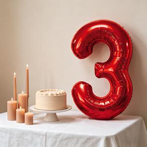 Party Love Numero Rojo N3 100cm 12 pcs Bag Balloon ensuring durability and a shiny, reflective surface - Product Image 4