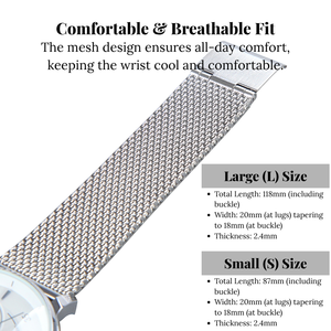 Bracelets de montre milanais avec logo personnalisé, bracelets de montre sport à dégagement rapide <span class=keywords><strong>en</strong></span> maille métallique à double fermoir pour femmes et hommes - Product Image 4