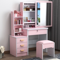 Ensemble coiffeuse et tabouret de style panneau moderne et minimaliste pour chambre à coucher, idéal pour la location et le maquillage