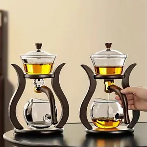 नए प्रकार का ग्लास चाय मेकर घरेलू एकीकृत चाय मेकर अर्ध-स्वचालित ग्लास चाय सेट