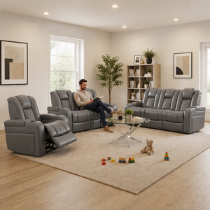 Sofá reclinable de cuero con almacenamiento, sofá moderno multifuncional para habitación de invitados, sofá Chesterfield con portavasos - Product Image 3