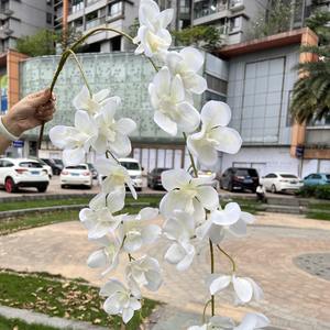 Vente flash : 2 branches d'orchidées artificielles en soie <span class=keywords><strong>blanche</strong></span> <span class=keywords><strong>Vanda</strong></span> pour la décoration florale de mariage - Product Image 2