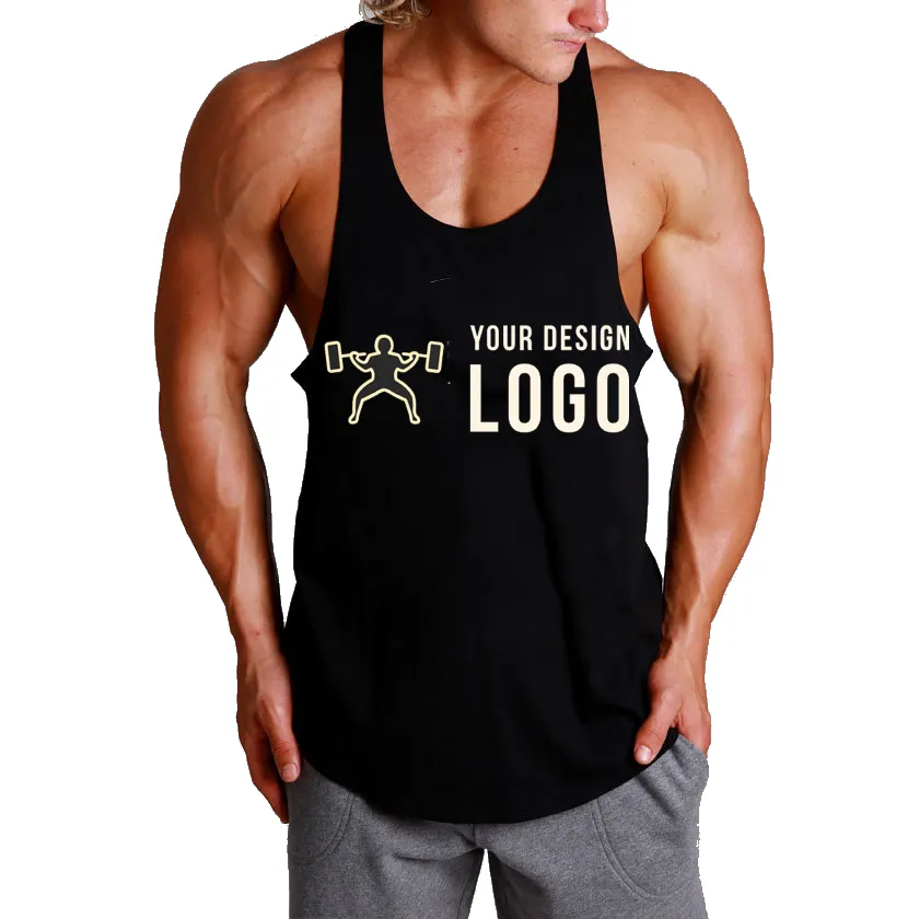 Camisas de tirantes musculosas Y espalda descubierta para hombre, camisola de algodón para correr, chaleco sin mangas de talla grande para gimnasio