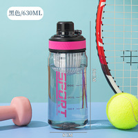 Bouteille d'eau portable unisexe tendance pour étudiants, sportifs, en PC sans BPA, réutilisable, anti-fuite et résistante aux chutes, vente en gros