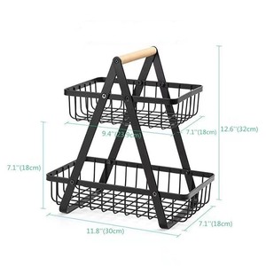 Estante de almacenamiento de Metal desmontable de 2 niveles, cesta de frutas, mango, cafetería, tienda, pan, soporte de exhibición de alimentos, cestas de almacenamiento de verduras de cocina - Product Image 1