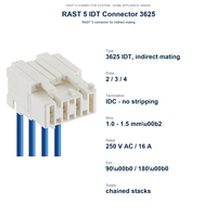 Connecteur IDC RAST 5 3625, connecteur fil-circuit imprimé à isolation par déplacement, pas de 5,0 mm, pour appareils électroménagers, 250 V, 16 A, 2/3/4 pôles
