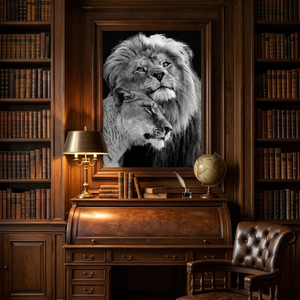 Tableau mural Lion Noir et Blanc sur toile encadrée, impression animale, affiche moderne pour décoration de salon, vente en gros usine - Product Image 3