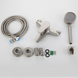 Juego de ducha de acero inoxidable 304 con válvula mezcladora y grifo, patrón de pulverización tipo lluvia, cabezal redondo, caudal ajustable de 3.5-4.9gpm - Product Image 1