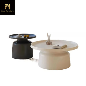 2025 mới được thiết kế đặc biệt tối giản trung tâm Bàn cà phê tròn đặt nhà phòng khách Bàn cà phê đen trắng Bàn cà phê - Product Image 1
