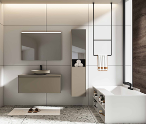 Salon moderne du carton Vanités de salle de bain cannelées étanches Ensemble complet d'évier Panneau de mélamine en MDF Nouveau carton équitable de mélamine - Product Image 1