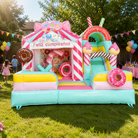 Château gonflable commercial en PVC pour enfants, toboggan à bulles d'air, aire de jeux extérieure sur le thème des animaux, parc de saut, château gonflable rose avec toboggan
