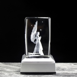 <span class=keywords><strong>Angelo</strong></span> in Cristallo 3D con Incisione Laser a 24 Sfaccettature, Modello in Miniatura Inciso al Laser per Regali Ecclesiastici - Product Image 5