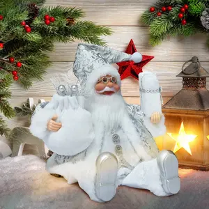 Оптовая продажа, кукла Санта-Клауса, Рождественский орнамент, сидя, стоящая плюшевая игрушка, игрушки Санта-Клауса
