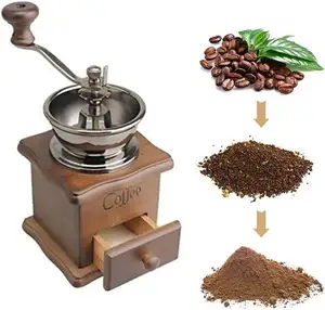 Кофеварка эспрессо вручную-подставка для кофе из нержавеющей стали с деревянной ручной мини-классической мельницей