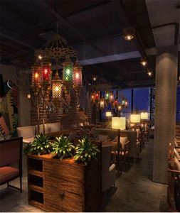 Loft industriale lampadario in ferro bronzo retrò lampada turca ristorante sud-est asiatico Bar Hotel apparecchio di illuminazione in vetro colorato - Product Image 3