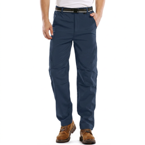 Pantalones cargo de secado rápido para hombre, color azul marino, con bolsillos con cremallera y cintura con cinturón para actividades al aire libre - Product Image 1