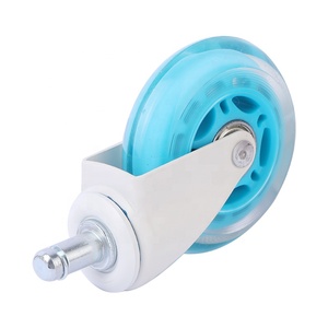 Factory Wholesale 75mm 3 Inch Blue Transparent Rubber Silent Office Chair Casters Steel Furniture <b>Replacement</b> <b>Wheels</b> - Product Image 2