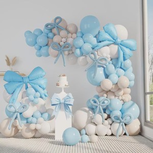 Arc de <span class=keywords><strong>ballon</strong></span> <span class=keywords><strong>bleu</strong></span> nœud papillon 130 pièces décorations de fête d'anniversaire avec ballons en Latex <span class=keywords><strong>bleu</strong></span> <span class=keywords><strong>pastel</strong></span> bébé douche mariage photomaton - Product Image 1