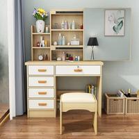Miroir de maquillage modulaire intégré avec éclairage LED en panneau de bois de chêne moderne, meuble de rangement pour chambre à coucher, application domestique