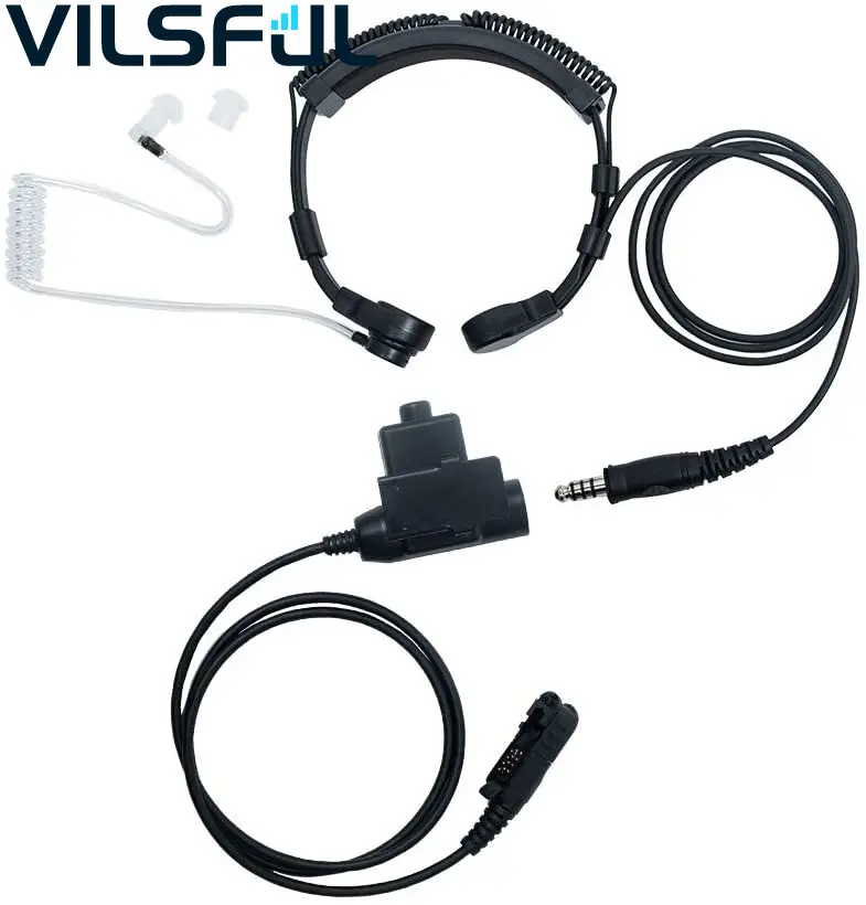 سماعة رأس أنبوبية صوتية مع مايكروفون تكتيكي وحلقة اتصال مزودة بإصبع PTT لـ XPR3300 XIRP6600 MTP3150 جهاز اتصال لاسلكي