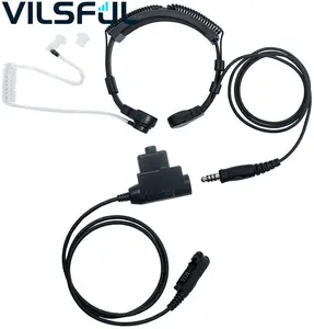Auriculares de tubo acústico con micrófono de garganta táctico y PTT de dedo para XPR3300 XIRP6600 MTP3150 walkie talkie, 1 unidad