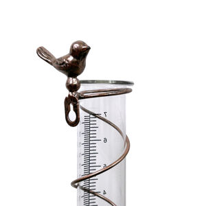 Pluviomètre extérieur en verre décoratif pour oiseaux étanche avec piquet de pluviomètre en métal en forme de spirale détachable pour la décoration de jardin - Product Image 2