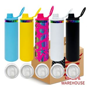 Gobelet isotherme personnalisé 20 oz avec logo, finition arc-en-ciel, pour impression DIY, revêtement poudré, couleurs mélangées, bouteille d'eau anti-fuite avec couvercle à clapet - Product Image 1