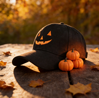 Casquette de baseball en coton à 6 panneaux avec logo personnalisé, motif citrouille d'Halloween, amusante, pour fête costumée et cadeau promotionnel, vente en gros