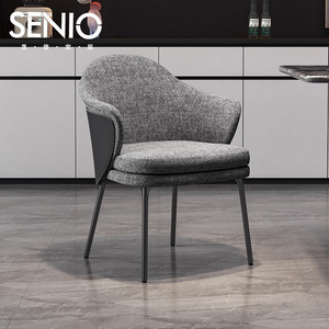 Silla de Comedor Moderna de Estilo Italiano de Lujo Ligero con Tapicería de Tela, Reposabrazos y Patas de Acero al Carbono para Uso en el Hogar y Restaurantes - <span class=keywords><strong>Angie</strong></span> - Product Image 1