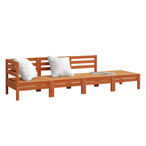 Conjunto de Muebles de Jardín Modulares de Madera de Pino Macizo para Cuatro Personas, Color Marrón Encerado - Product Image 1