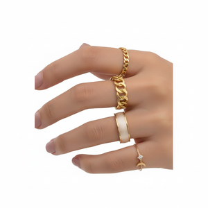 Vendita calda Trending moda donna anelli impilabili regolabile luna stella Punk gioielli con intarsio stile Casual all'ingrosso - Product Image 2