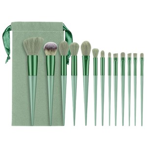 Set de 13 Brochas de Maquillaje Verdes para las Cuatro Estaciones, con Cerdas de Nylon Sintético, Portátiles, para Base, Polvo, Rubor, Sombra de Ojos y Corrector - Product Image 2