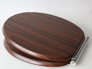 Asiento <span class=keywords><strong>de</strong></span> inodoro con ranura <span class=keywords><strong>de</strong></span> MDF, lámina <span class=keywords><strong>de</strong></span> PVC <span class=keywords><strong>de</strong></span> grano <span class=keywords><strong>de</strong></span> madera, cierre suave - Product Image 5