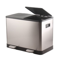 Poubelle de cuisine à deux marches de 10 gallons 40L poubelle de recyclage en acier inoxydable, 2 seaux intérieurs amovibles de 20L avec couvercle à fermeture en douceur