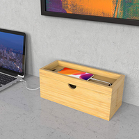 Boîte de rangement ajustable et épaissie en bambou pour gestion de câbles de bureau
