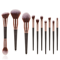 DailyQueen Ensemble de pinceaux de maquillage cosmétique végétalien professionnel noir doux 10 pièces Kit de fard à paupières avec échantillon gratuit Logo personnalisé