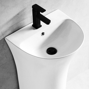 Ceramic Pedestal Basin Single Hole One Piece Easy Cleaning Bathroom <b>Sink</b> For <b>Small</b> Spaces - Product Image 4