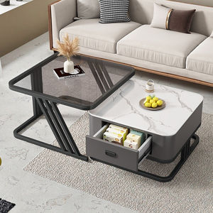 Kahve masaları ile Modern ev mobilyası oturma odası merkezi masa kombinasyonu <span class=keywords><strong>Metal</strong></span> cam depolama çekmecesi şık Panel tasarımı - Product Image 6