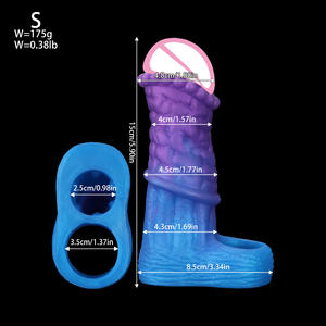 Funda para Dildo con Diseño Degradado y Huecos, con Nudos de Masaje, Engrosada y Alargada, para Control de Eyaculación Masculina - Product Image 6