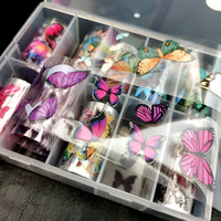 4 styles de luxe papillon marbre or lumineux flamme de feu Nail Sticker feuille