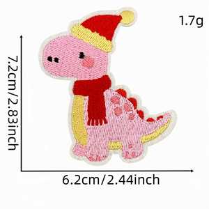 Patchs brodés thermocollants pour vêtements, motif dinosaure mignon de dessin animé, broderie informatique, patchs animaux - Product Image 4