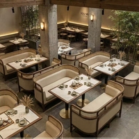 Canapé mural commercial pour salon de thé, restaurant, café, boutique de thé au lait, ensemble table et chaises