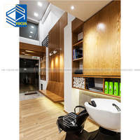 Meubles de salon modernes Décoration murale élégante en bois pour salons de beauté