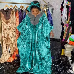 Middle East Muslim ethnic style rhinestone loose robe daffah abaya thobe ramadan printed dress with scarf women Islamic clothing